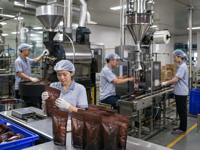 Gia công hạt rang tại nhà máy HCN Pharma