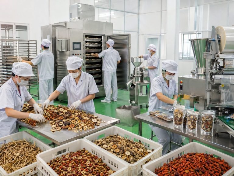 Gia công chuối tại nhà máy HCN Pharma
