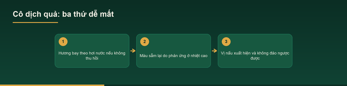 Sơ đồ ba tổn thất chính khi cô đặc nước trái cây