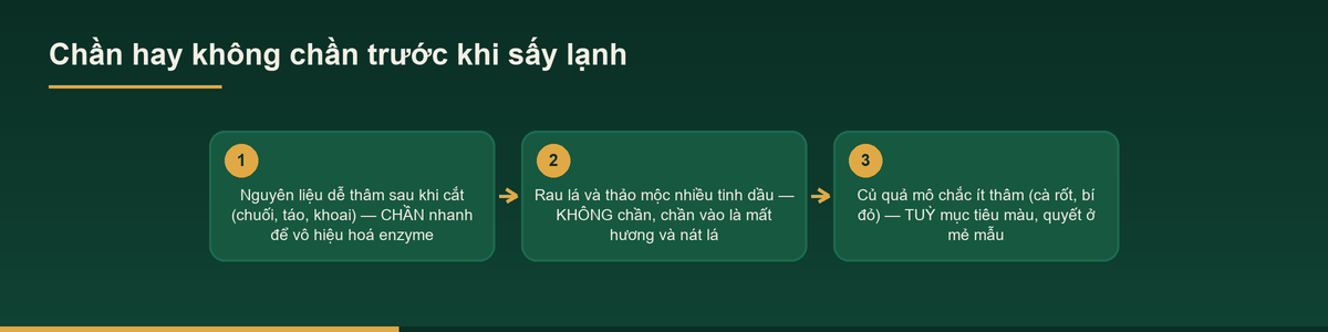 Gia công sấy lạnh – Dịch vụ sấy lạnh cho hàng dẻo giữ màu 2 Sơ đồ quyết định chần hay không chần khi gia công sấy lạnh